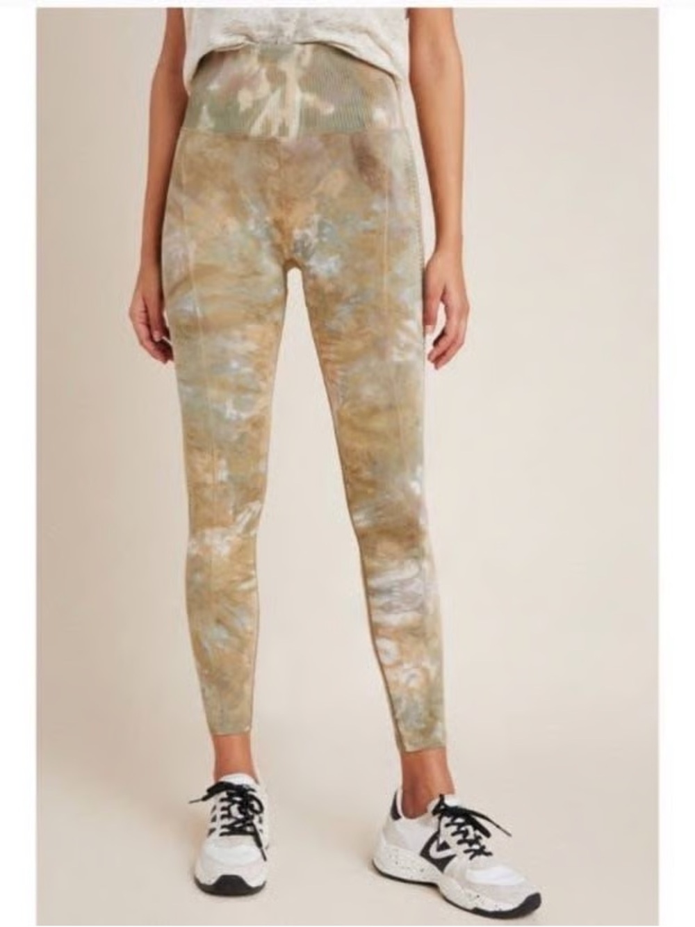 Free People tie-dye green/white/brown prisma leggings with breathable design